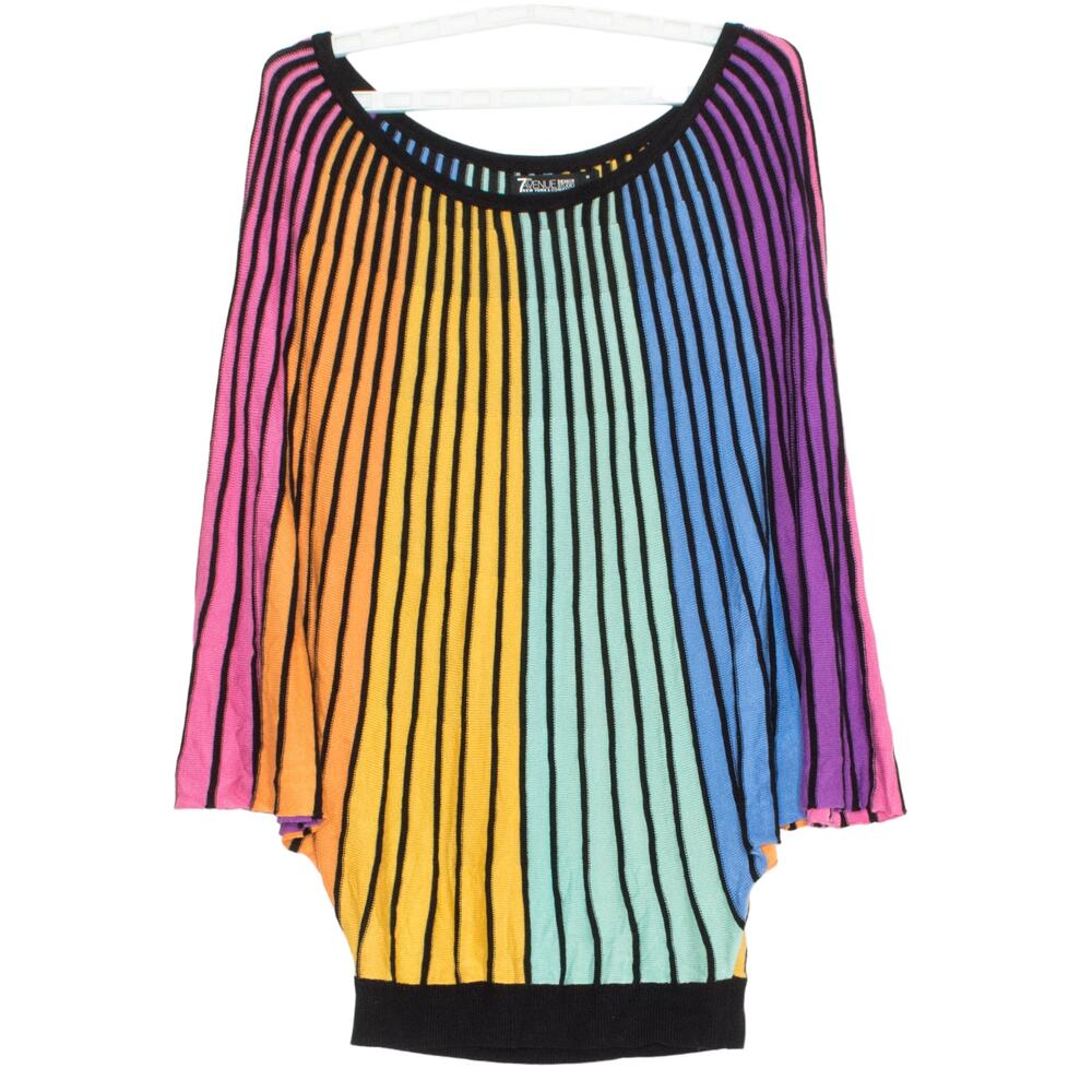 Top Rainbow Pride 80s Statement Y2K Art Teacher LGBTQ Festival Stripe Medium